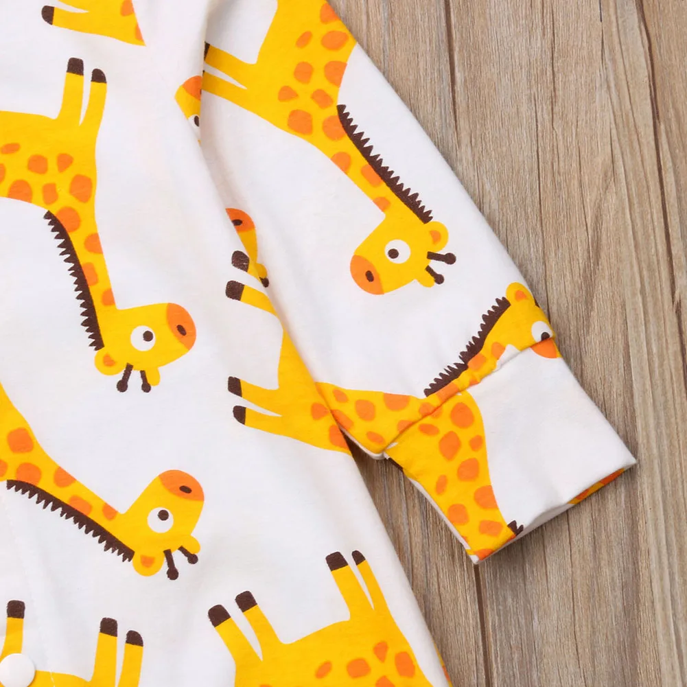 Детские мультфильм Жираф цельный комбинезон для новорожденных младенцев мальчик девочка комбинезоны одежда наряды 0-18 м