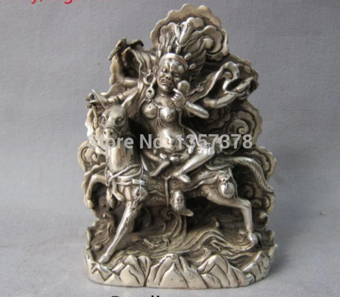 

shitou 00336 Chinese Fengshui Buddhism Bronze Silver Palden Lhamo Buddha Statues