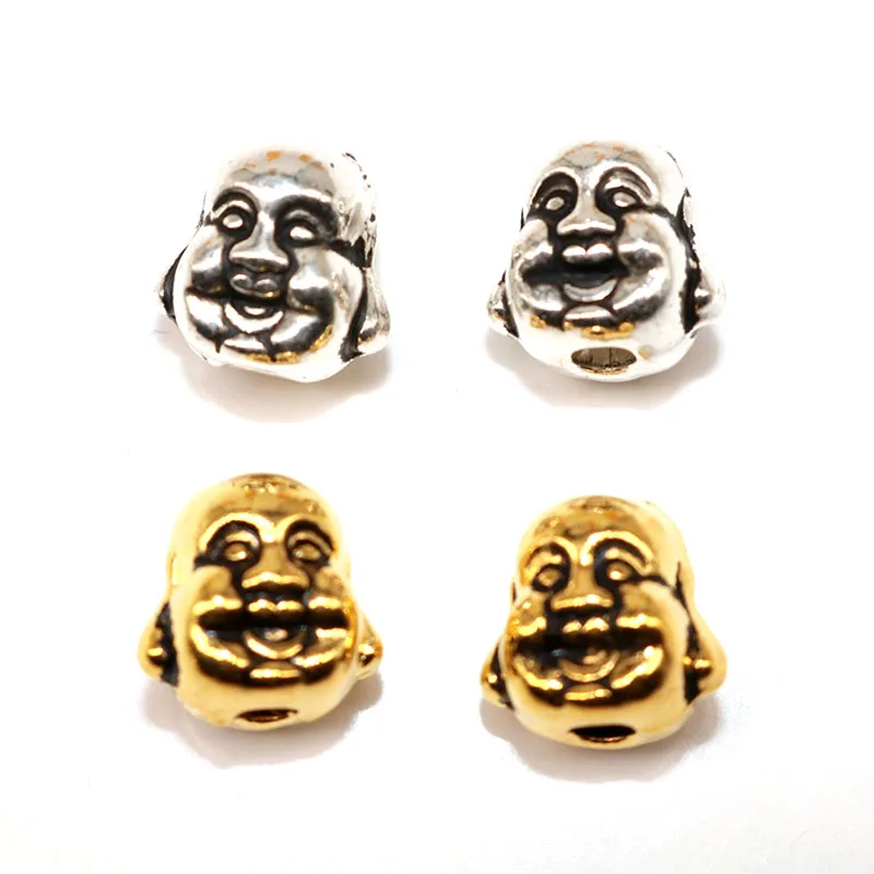 

Metal Charms Sliver Golden Needlework Zinc Alloy Smile Buddha Head Spacer Beads for Jewelry Making Metal Vintage Silver Beads