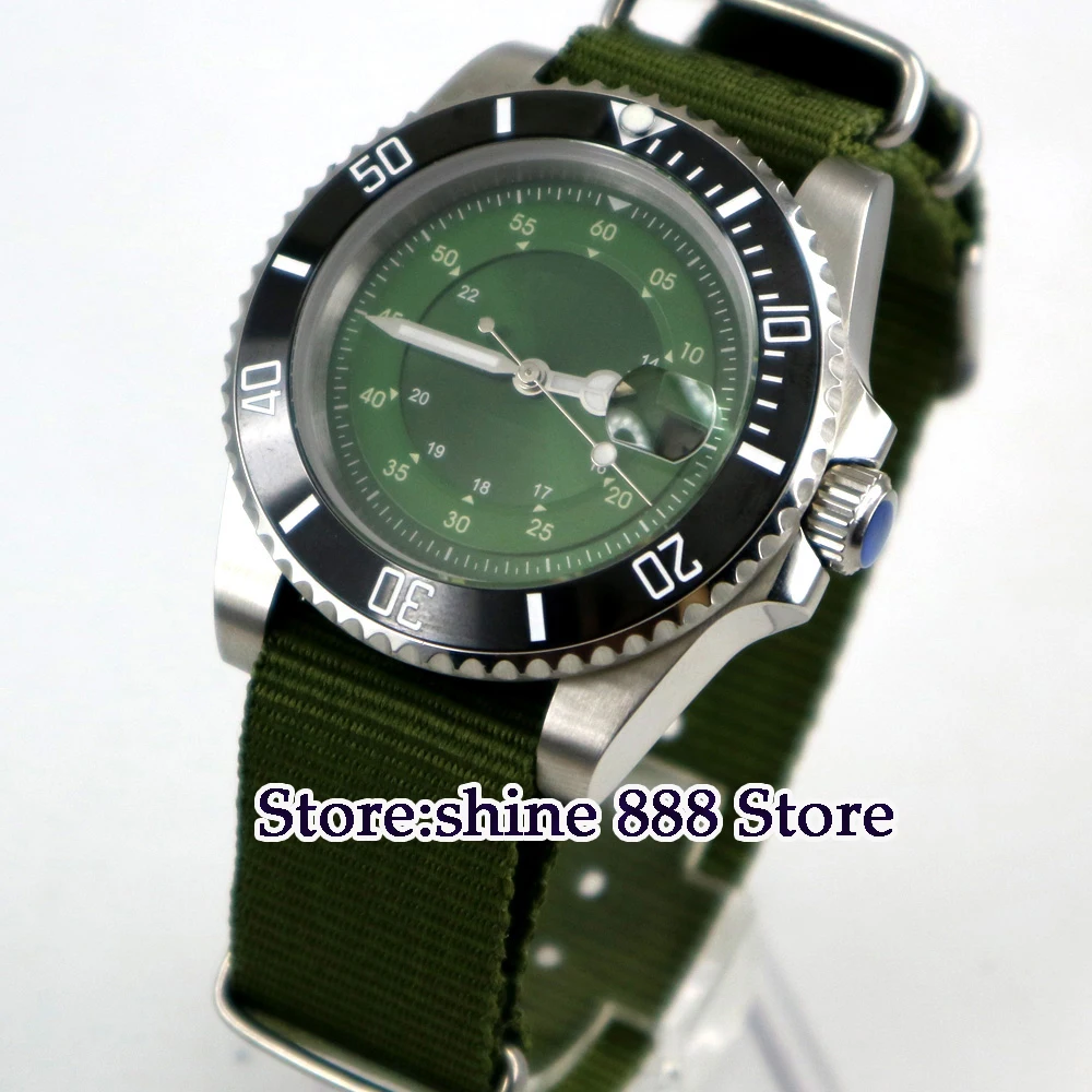 

40mm bliger Green dial black Ceramic bezel sapphire crystal automatic movement mens watch