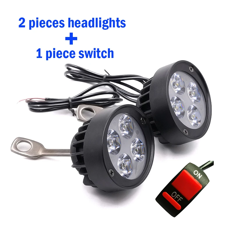 

2Pcs Motorcycle LED Headlights With Switch 12V 24W Spot Work Lamp Moto Side Mirror Lights Spotlight Motorbike Driving Headlamps