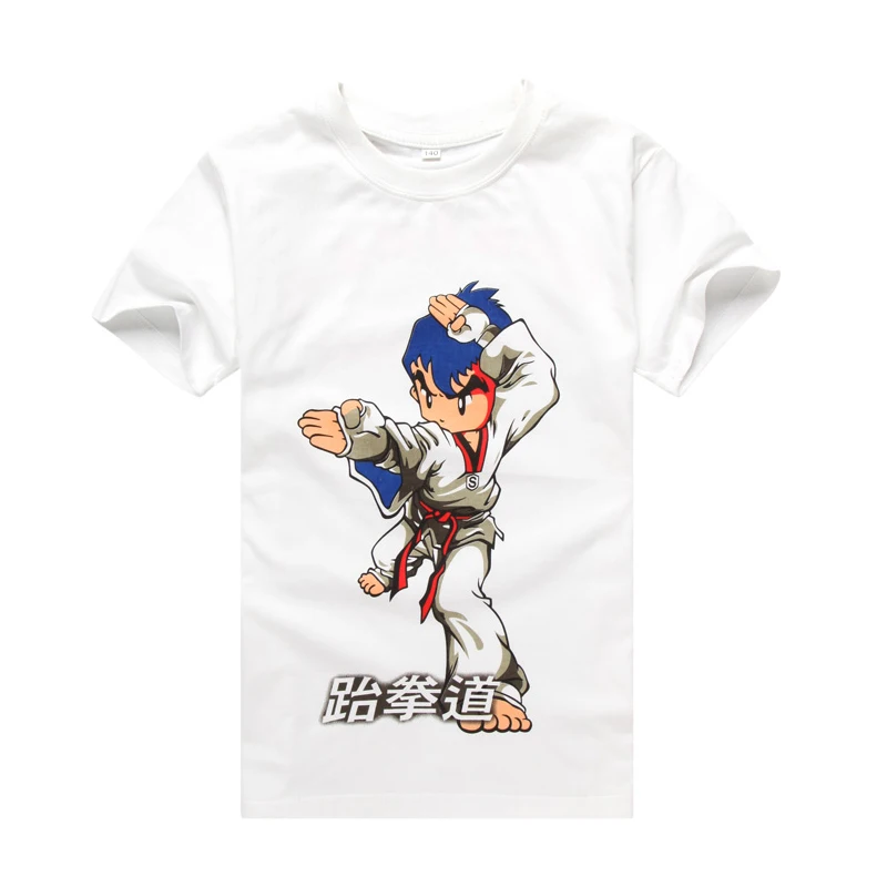 Pure cotton white Taekwondo sport t Shirt Martial Arts Top Tee for Kids