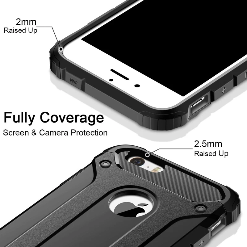 UPaitou Rugged Layer Armor Case for iPhone 5S Case Heavy Duty Shockproof Cases Cover for iPhone 5S 5 SE Hybrid Hard PC TPU 2in1