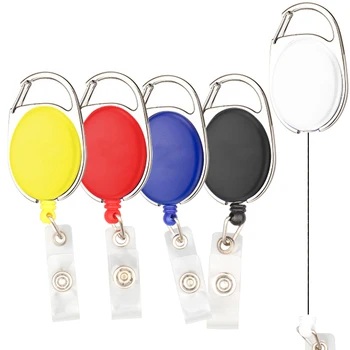 

5pcs Retractable Ski Pass ID Card Badge Holder Reel Pull Key Name Tag Card Holder Recoil Reel For School Office Company