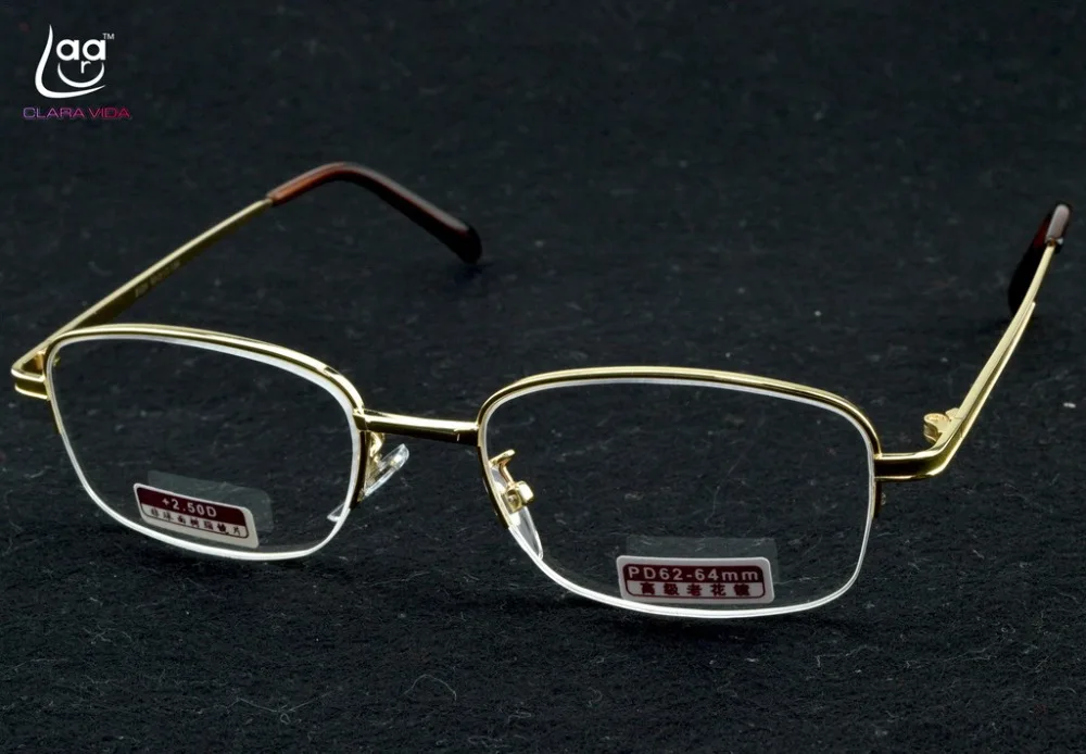Clara Vida титановый сплав мужские halfrim золотые медицинские strandard blule очки для чтения+ 1+ 1,5+ 2+ 2,5+ 3+ 3,5+ 4