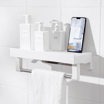 

KLX High quality bathroom Storage shelf Kitchen Punch free No trace Roll paper rack home Towel hook Storage holder organizer