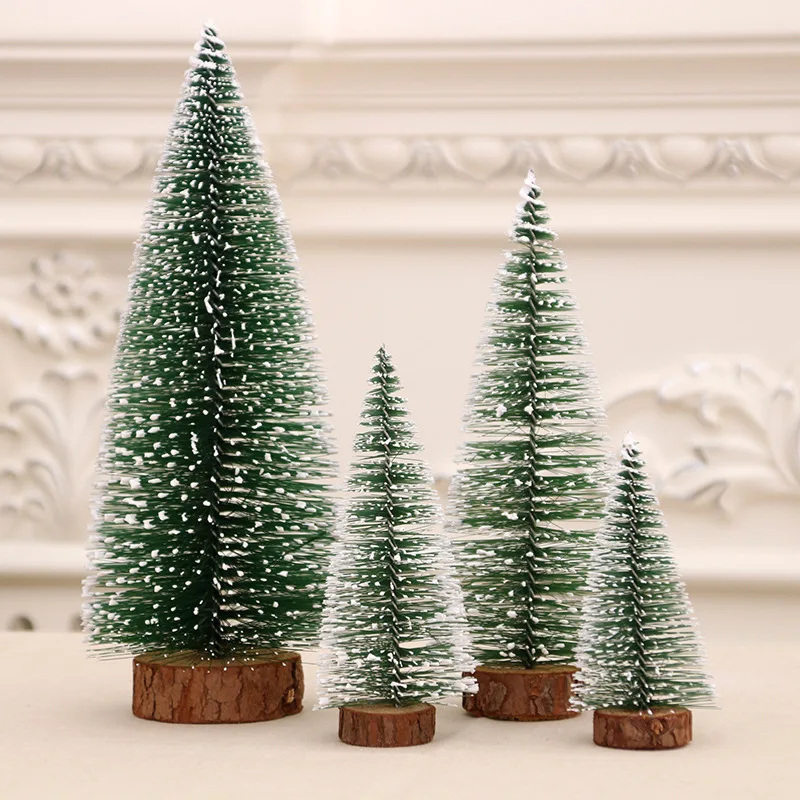 

Christmas Tree Arbol De Navidad New Year's Products Fake Pine Tree Mini Christmas Tree Santa Snow Frost Village House Decoration
