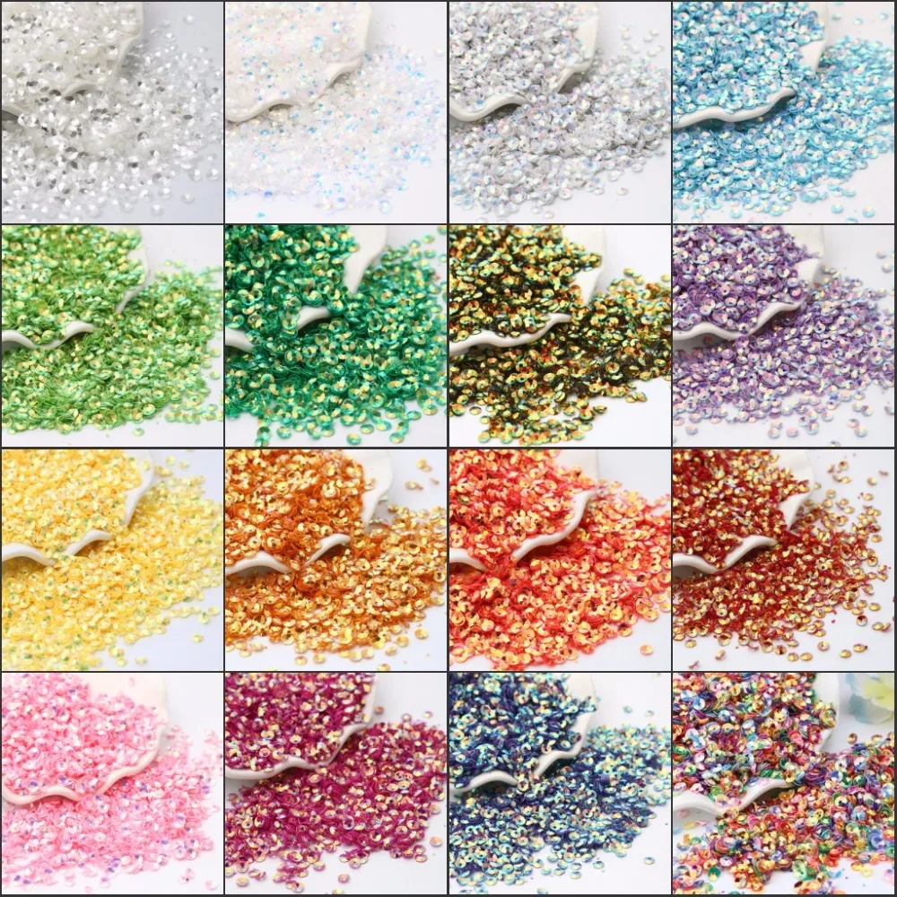 

6000Pcs/Lot 4mm Deep Cup round pvc loose sequins Paillette sewing glue on Cloth Accessories, Wedding craft,Nails Beauty Stickers