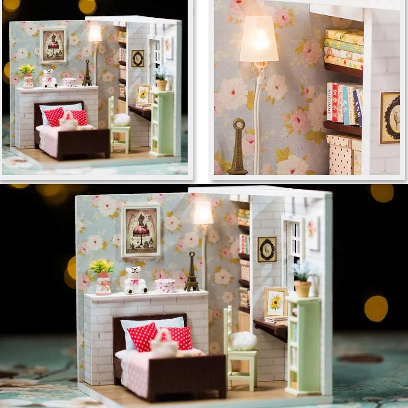 

New Romantic Miniatures Doll House Children Handmade Furniture Miniaturas Dollhouse Toys Assemble Apartment Dollhouses Gifts