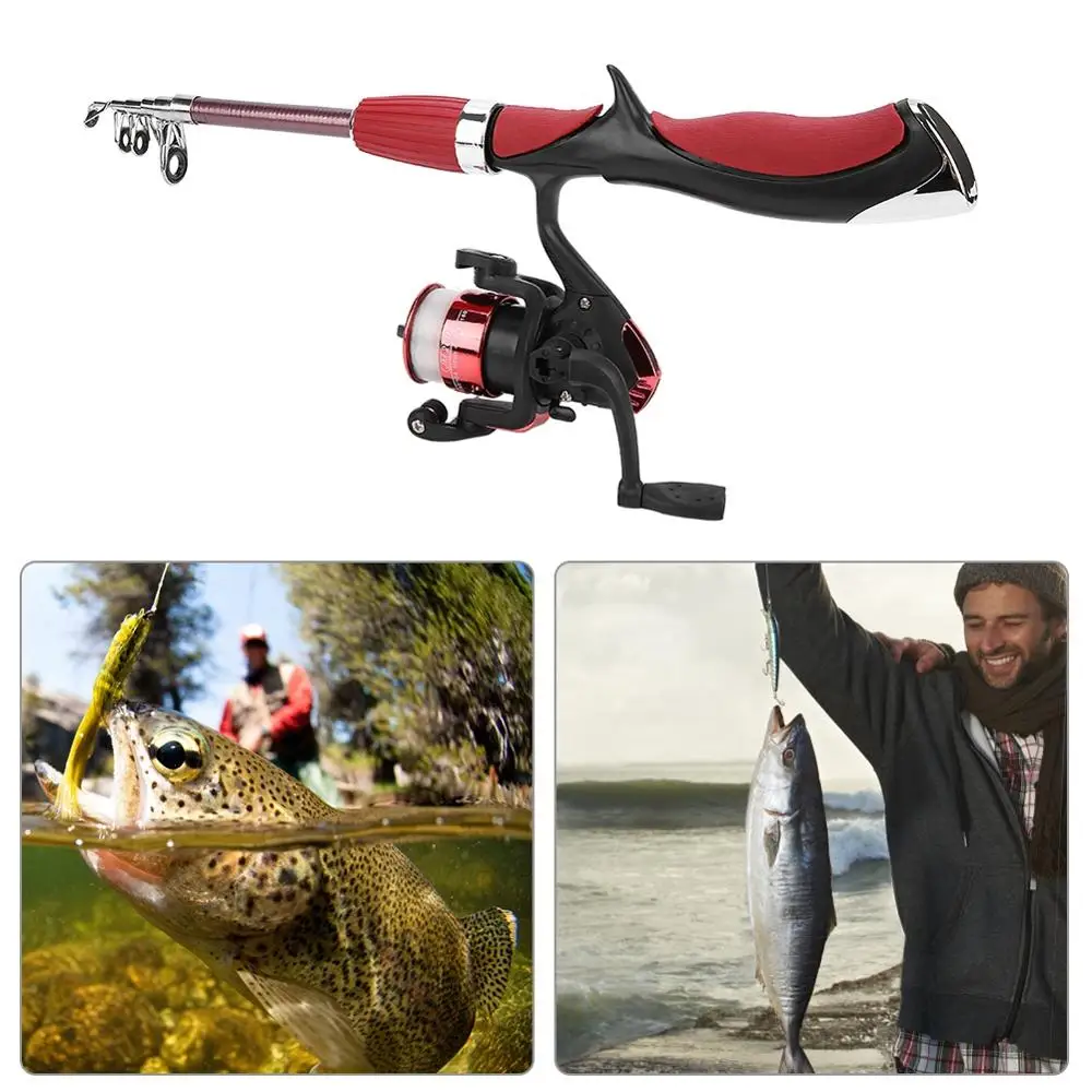 

Telescopic Fishing Rod Combo and Reel Full Kit Ice Fishing Spinning Reel Rod Pole Gear Set with Lure Hook Fish Tool