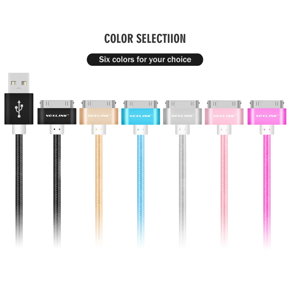  VOXLINK USB 30 pin Für iphone 4 Kabel 3pack Nylon Geflochtene Schnelle Ladegerät Adapter USB Kabel 