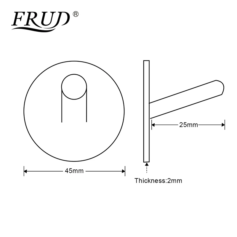 FRUD Modern Round Viscose Hooks Stainless Steel Towel Robe Holder Wall Mounted Black Robe Hanger Bath Hardware 4pcs