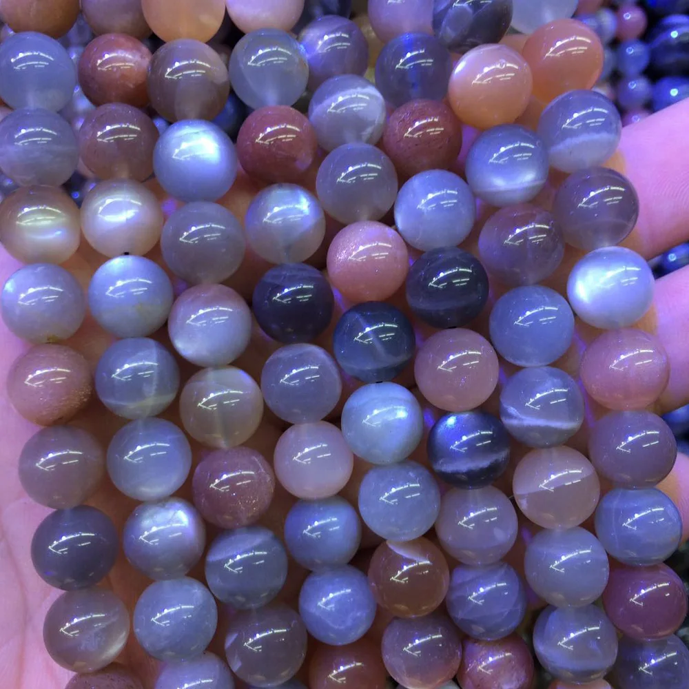 Разноцветные Бусины Из Натурального лунного камня, бусины из натурального драгоценного камня, бусины для самостоятельного изготовления браслетов, плетение для изготовления ожерелья, 15 дюймов