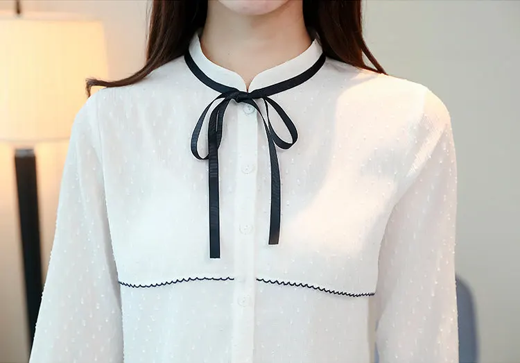 New Arrival Autumn Tops Women Shirts Office Chiffon Blouse Women 2019 Fashion Long Sleeve White Shirt Female Bow Work Blusas Mujer  (8)