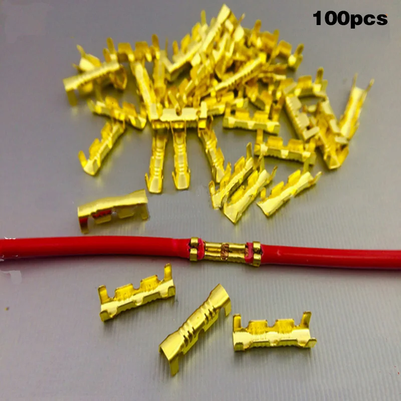 

100Pcs/Lot Double U-Type Line Pin Cable Connector Copper 0.5-1.5mm Square Wire Terminal --M25