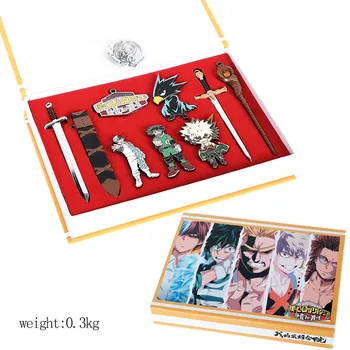 

My Hero Academia Deku Badge Necklaces Keychains Set Izuku Midoriya Bakugo Tokoyami Fumikage Weapon Sword Cosplay Accessories