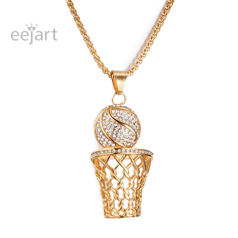 Men's and Women's Stainless Steel Necklace BasketBall Nets Pendant