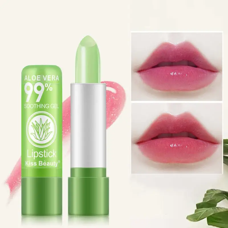 

DSstyles Women Natural Aloe Lip Balm Fashion Temperature Change Repair Lipstick Moisturizing Lip Balm Lips Care Beauty Makeup