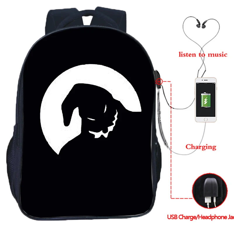 The Nightmare Before Christmas Backpack USB Charging Backpack Jack Skellington School Bag Backpacks Multifunctional Travel Bags