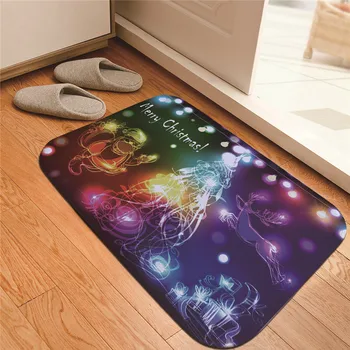 

Merry Christmas Printed Floor Mats Anti-slip Rugs Cartoon Santa Claus Carpets Front Doormat Bathroom Carpet Kitchen Mats Gift
