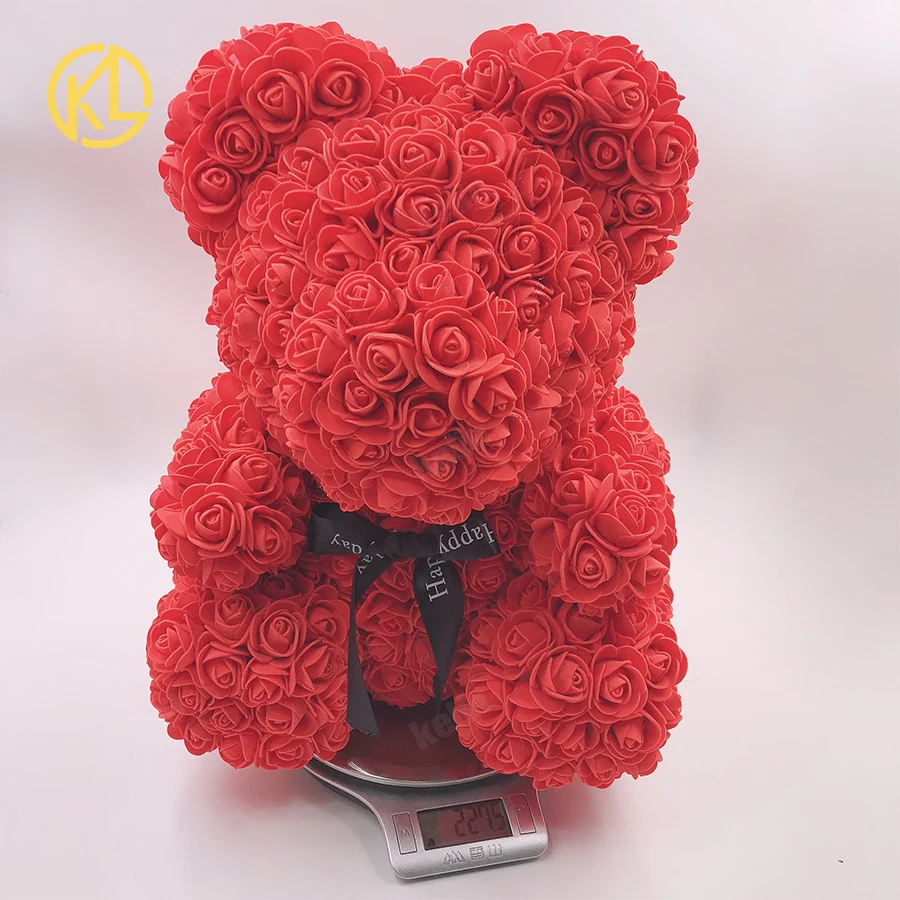 KL, креативный, 35 см, роза, медведь, красный, розовый, Свадебный, вечный цветок с лентой, украшение, подарок на день Святого Валентина, год