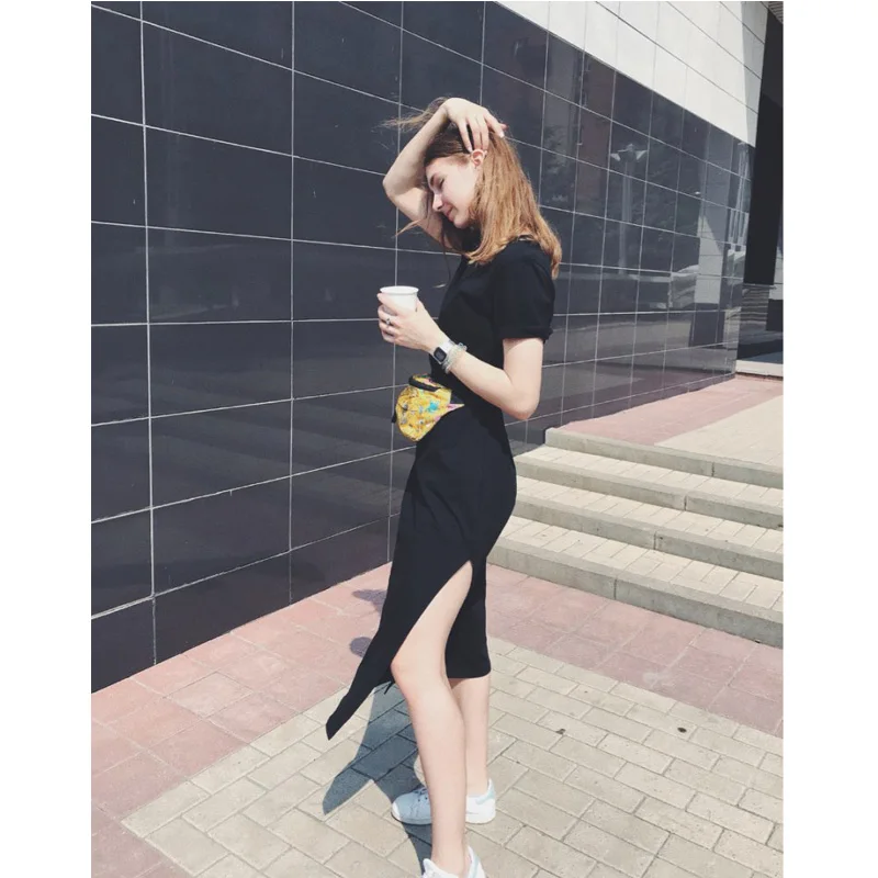 Comprar Otoño Invierno camiseta Vestido Mujer Maxi partido Vintage Casual Sexy ceñido tejido Boho Navidad negro vestidos largos de talla grande