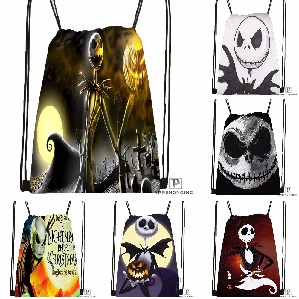 Custom The Nightmare Before Christmas Drawstring Backpack Bag Cute Daypack Kids Satchel Black Back 31x40cm 180531