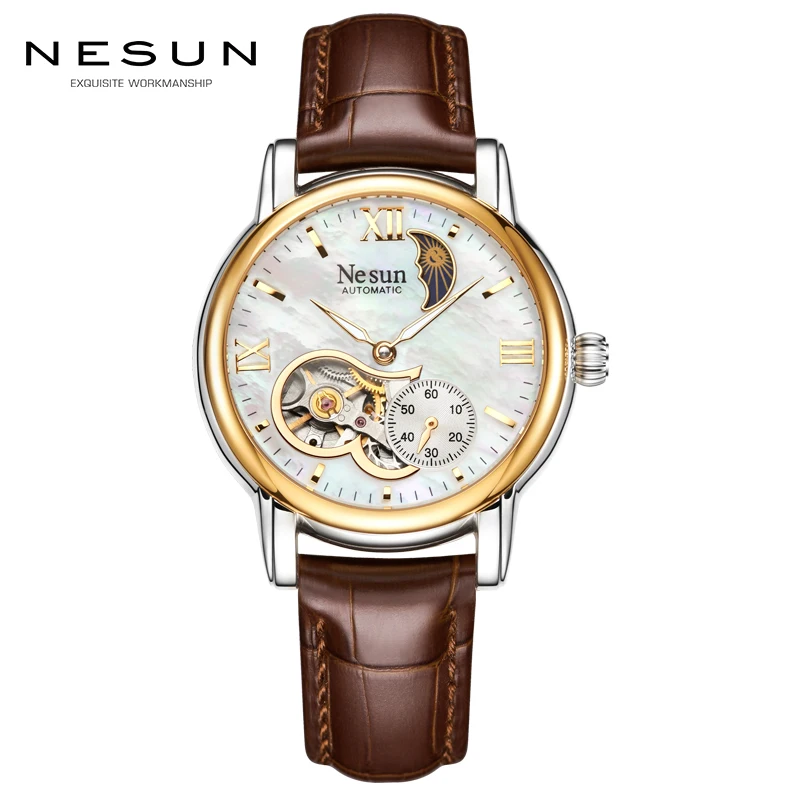 

Nesun Automatic Mechanical Watch Women Top Luxury Brand Fashion Casual Dress Ladies Watch Waterproof Leather Wristwatch 2019 New
