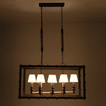 

Loft Vintage Rural Pendant Lights Hemp Rope Bamboo Iron Cage Pendant Lamps Hand Knitted Lighting Fixtures Restaurant Dining
