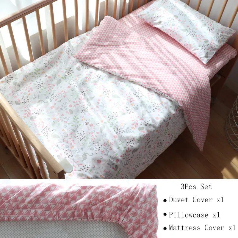Комплект постельного белья из 3 предметов для маленьких девочек; хлопковый комплект постельного белья для новорожденных; детское постельное белье без наполнителя - Цвет: Swan 3Pcs Cover