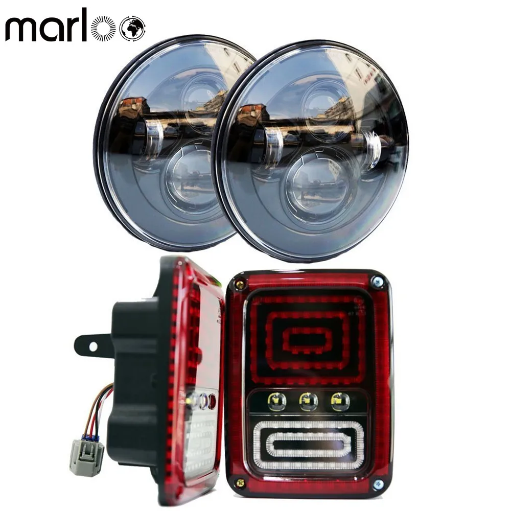 2pcs 80w Dot 7inch Led Headlight With Car 12v Led Tail Lights