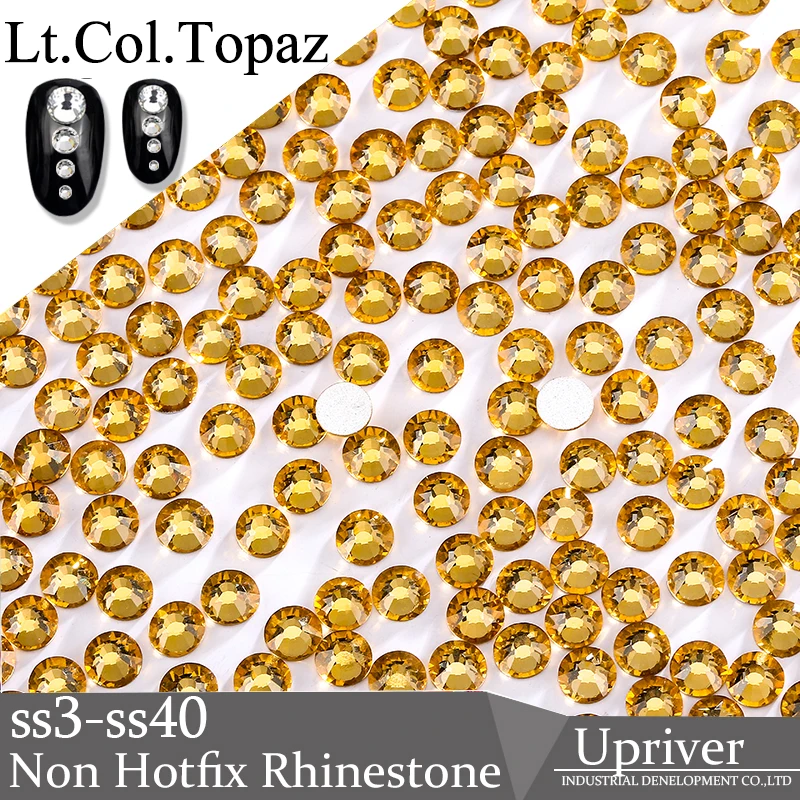 

Upriver Lt.Col.Topaz Crystal Non Hotfix Rhinestones Silver Foiled Glass Shiny Nail Art Rhinestones for Nails Art DIY Design