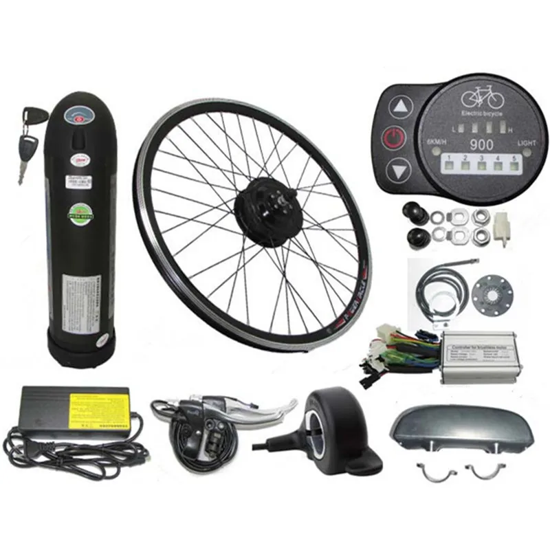 

36V/48V kettle battery electric bike kit 250W/350W/500W motor thumb throttle e-bike kit LED/LCD displayer disc brake
