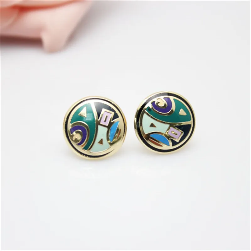 

New Arrival Green Symbol Enamel Jewelry Earrings