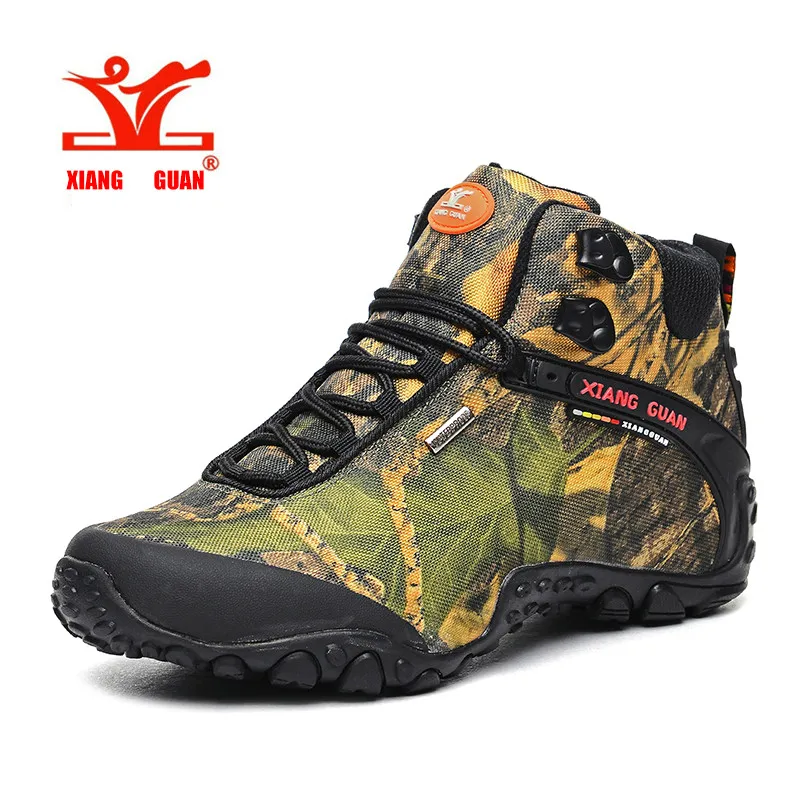 XIANG GUAN водонепроницаемые парусиновые походные ботинки, Нескользящие износостойкие дышащие ботинки для рыбалки, скалолазание, высокие ботинки 82289 - Цвет: Black Lace