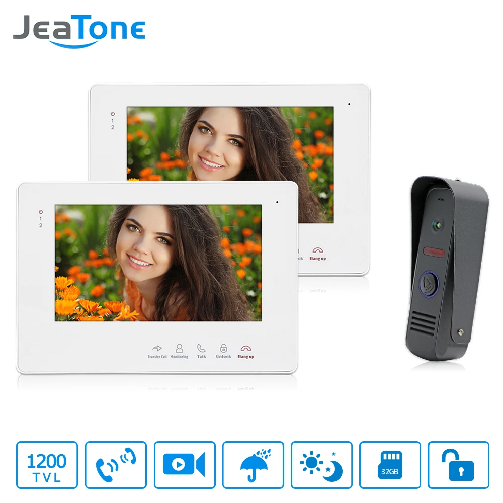JeaTone 7\ TFT LCD Color Video Door Phone Video Doorbell Intercom System IR Camera Night Vision for Villa Apartment Security kit JeaTone 7\ TFT LCD Color Video Door Phone Video Doorbell Intercom System IR Camera Night Vision for Villa Apartment Security kit