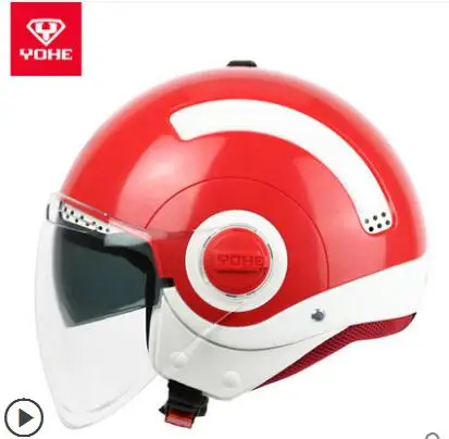 YOHE мини двойной объектив половина лица мотоциклетный шлем электронные велосипедные шлемы ABS с прозрачным противотуманным козырьком - Цвет: 7