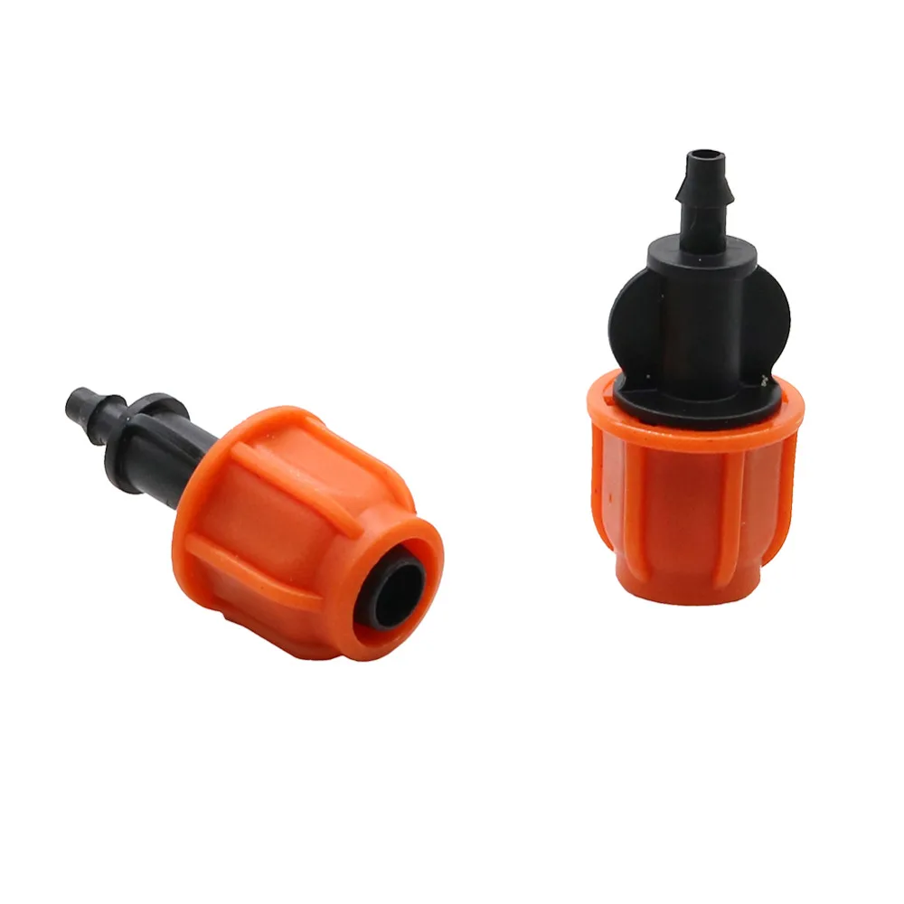 

3/8 Inch to 1/4 Inch Barbed Straight Connector with Lock Nut Water Hose Garden Drip Irrigation Reducer Straight Connector 5 Pcs