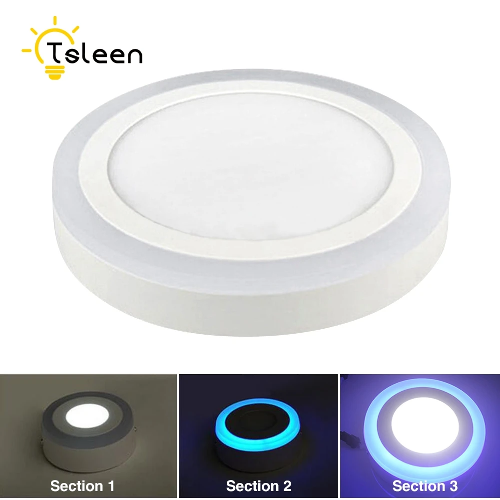 

TSLEEN Free Shipping! Dual Color Led Panel Downlight 2W 3W 6W 12W 18W Round Square LED Ceiling Recessed Light LED Panel Light