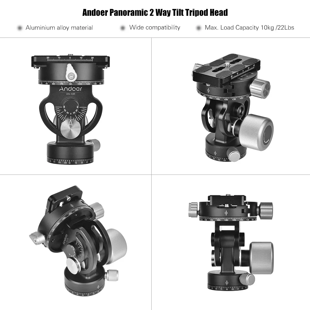 Andoer VH-10R головка штатива поддерживает панорамирование 360 и наклон+/-90 Вращающаяся головка для фотографирования шаровая Головка для штатива монопода для камеры