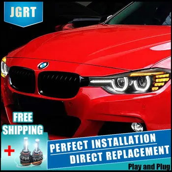 

Car Styling For 3 Series F30 headlight assembly 12-16 For F30 LED head lamp Angel eye led DRL front light H7 with hid kit 2pcs.