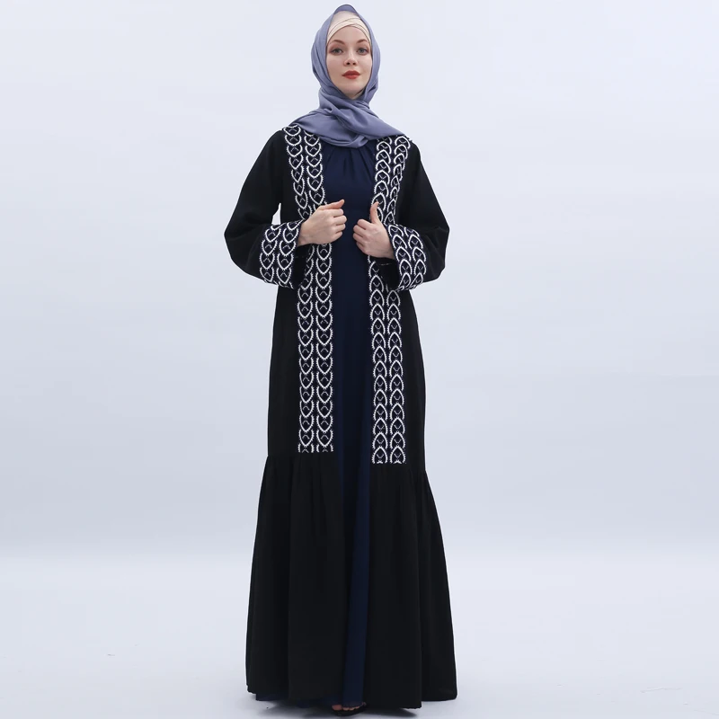 Appliques Muslim Hijab Dress Abaya Turkey Kimono Kaftan Dubai Caftan Abayas For Women Qatar Islamic Clothing Robe Femme Musulman