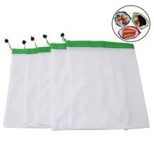 5 шт./лот, многоразовые сетчатые сумки, веревка для овощей, игрушки, мешочек для хранения фруктов и продуктов, Сетчатая Сумка для хранения, сумка для покупок