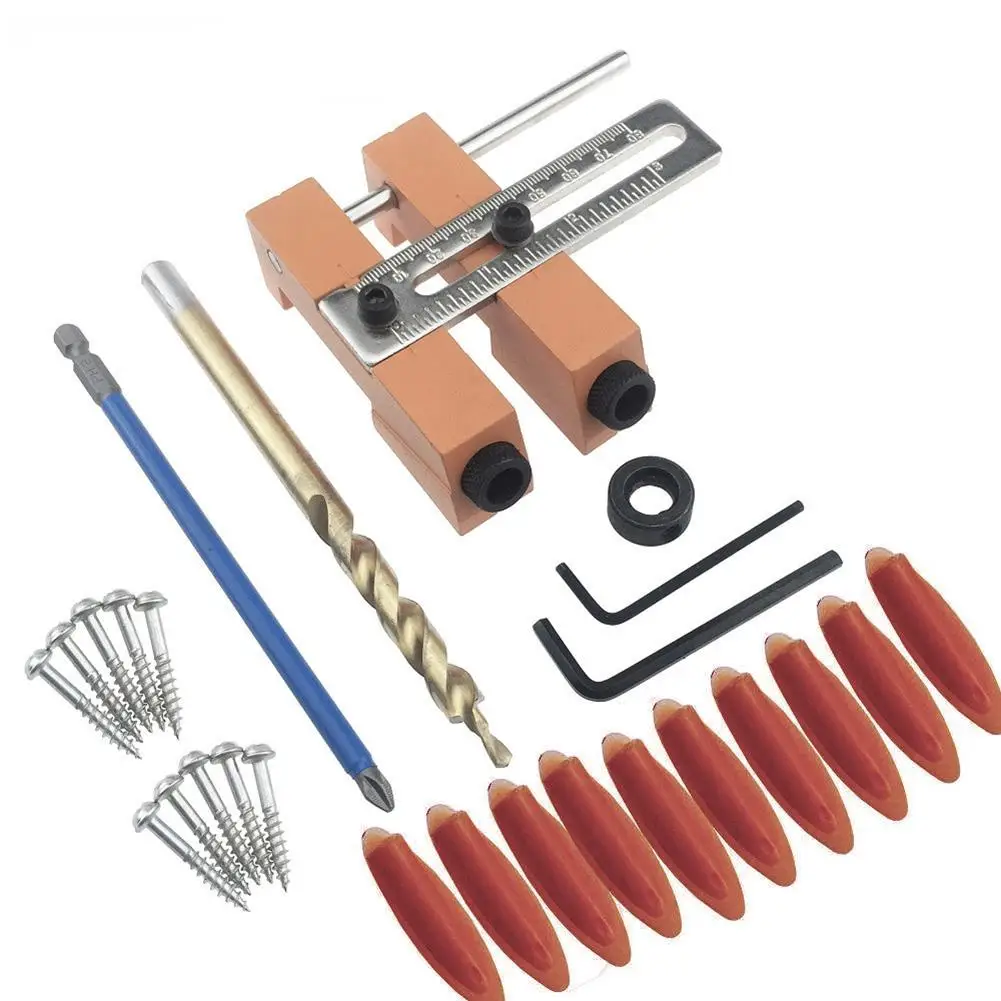 

New 9.5mm Woodworking Orifice Positioner Perforator Slant Hole Tool Drilling Hole Locator Drill Bit With Fittings