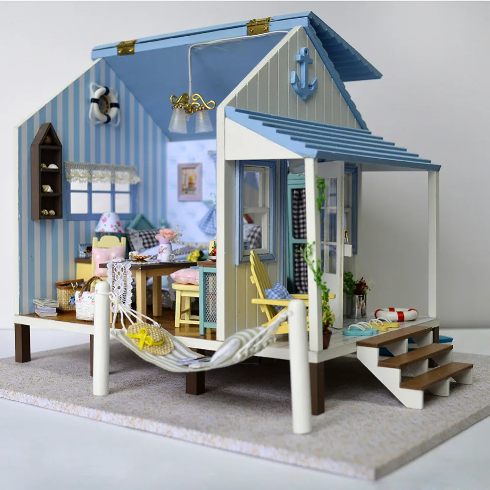 

DIY house set Decoration DIY Cabin Happy Coast Lucky Home Miniature model Artwork Drop shipping
