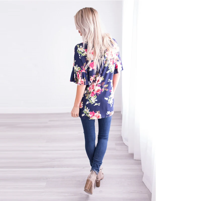 maternity blouse-maternity tops-maternity tshirt-navy blue back AS1752