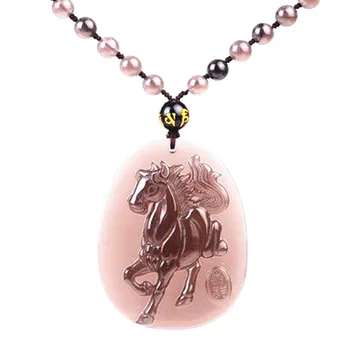 

natural ice Hand carved Horse good luck pendant necklace