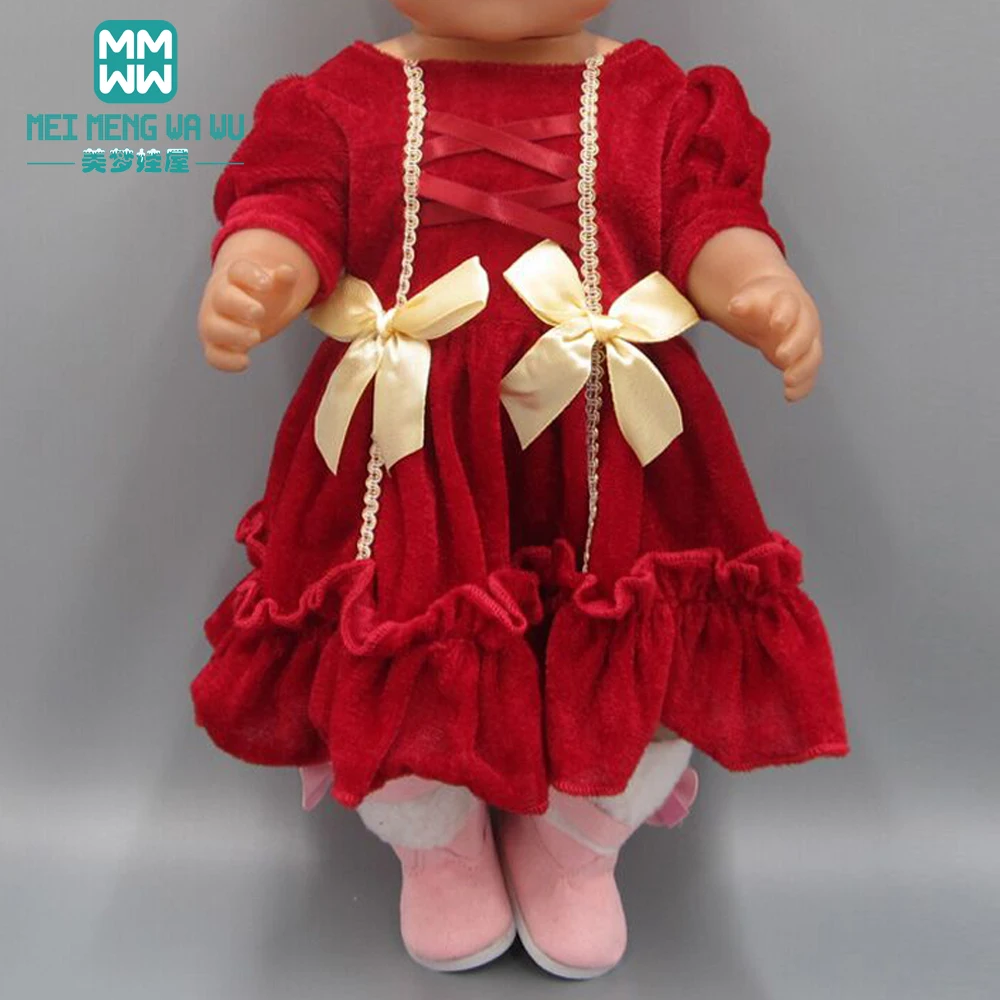 

Doll clohtes for 17inch 43cm baby doll accessories fashion red evening dress skirt Christmas dress