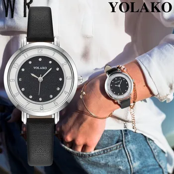 

Wristwatches Yolako Women's Casual Quartz Leather Band Newv Strap Watch Analog Wrist Watch Women Watche Quartz Watche Reloj