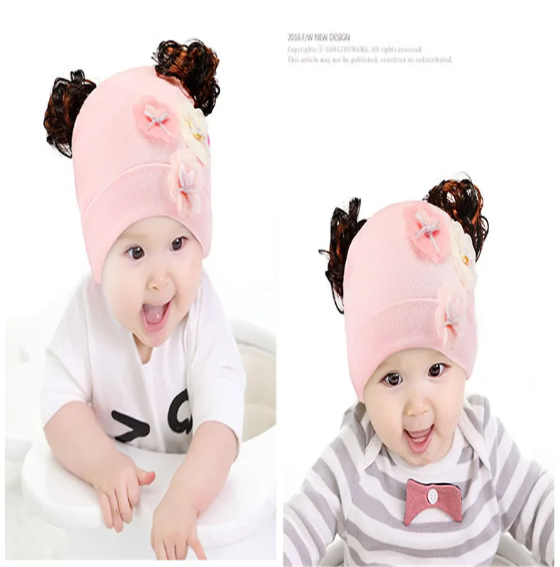 2018 New Autumn And Winter Gods Bear Baby Wig Hat Female Curly Hat Baby Cap Princess Hat Comfortable Hat ACI95 (4)